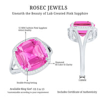 6 Carat Cushion Cut Lab Created Pink Sapphire Huge Engagement Ring