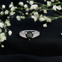 Certified 2.4 Carat Lab Grown Black Diamond Heart Engagement Ring with White Diamond Split Shank