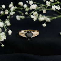 Certified 2.4 Carat Lab Grown Black Diamond Heart Engagement Ring with White Diamond Split Shank