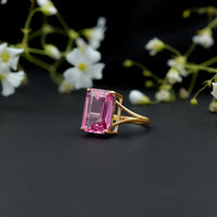 Solitaire Lab Grown Pink Sapphire Big Engagement Ring With Certificate