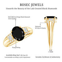 Certified 4.2 Carat Lab Grown Black and White Diamond Statement Engagement Ring
