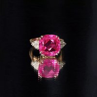 Lab Grown Pink Sapphire Solitaire Engagement Ring with Diamond Trio