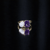 Certified Real Amethyst Toi Et Moi Engagement Ring with Moissanite