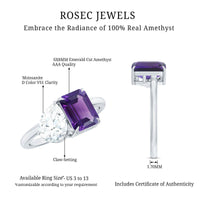 Certified Real Amethyst Toi Et Moi Engagement Ring with Moissanite