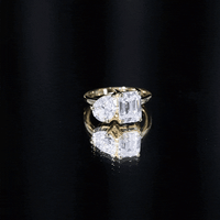 Pear and Emerald Cut Moissanite Toi Et Moi Engagement Ring