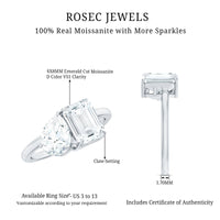 Pear and Emerald Cut Moissanite Toi Et Moi Engagement Ring