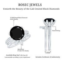 Nature Inspired 4.5 Carat Lab Grown Black and White Diamond Wedding Engagement Ring Set