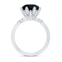Nature Inspired 4.5 Carat Lab Grown Black and White Diamond Wedding Engagement Ring Set