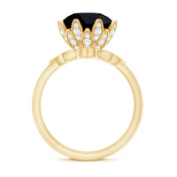 Nature Inspired 4.5 Carat Lab Grown Black and White Diamond Wedding Engagement Ring Set