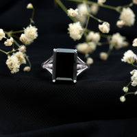 9 Carat Solitaire Lab Grown Black Diamond Emerald Cut Engagement Ring