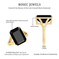 9 Carat Solitaire Lab Grown Black Diamond Emerald Cut Engagement Ring