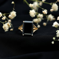 9 Carat Solitaire Lab Grown Black Diamond Emerald Cut Engagement Ring