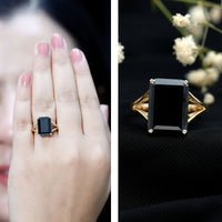 9 Carat Solitaire Lab Grown Black Diamond Emerald Cut Engagement Ring