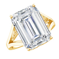 Certified 10X14 MM Emerald Cut Moissanite Engagement Ring for Women