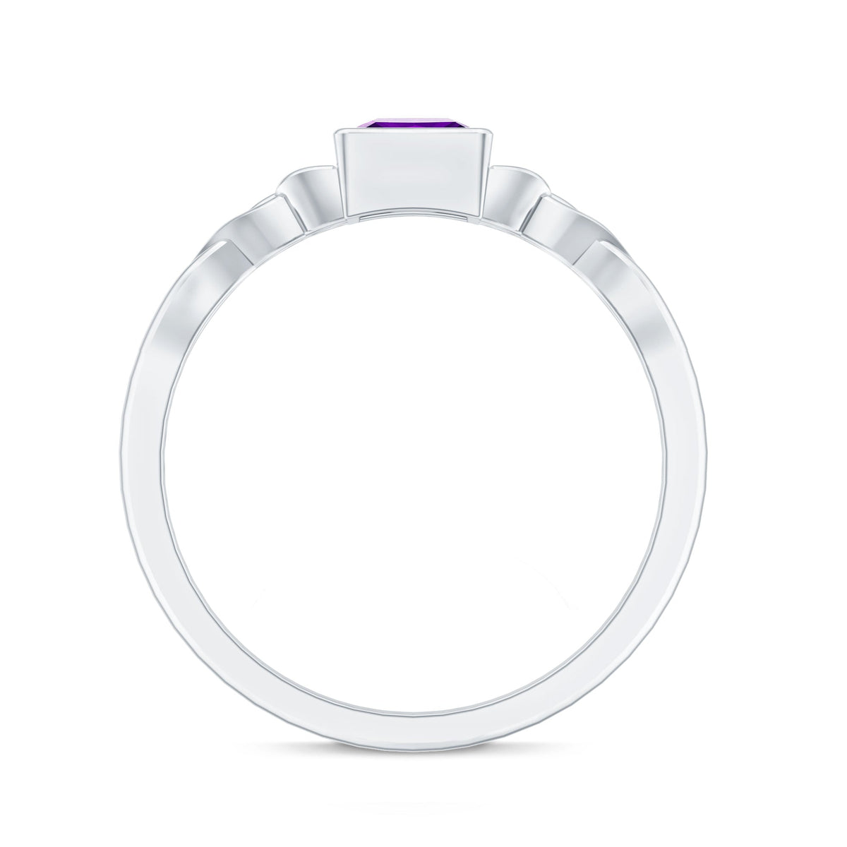 1.2 Carat Princess Cut Amethyst Promise Ring with Celtic Knot