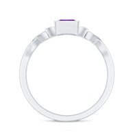 1.2 Carat Princess Cut Amethyst Promise Ring with Celtic Knot