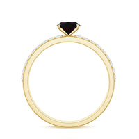 0.9 Carat Oval Cut Black Opal Wedding Ring Set With Diamond