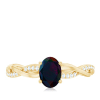 Oval Black Opal and Diamond Braided Engagement Ring
