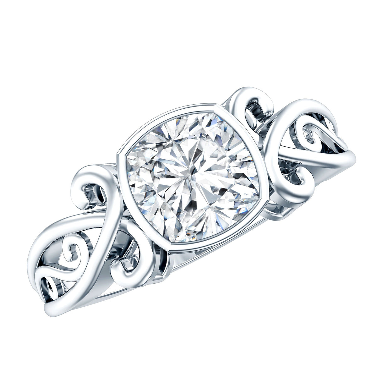 1 Carat Lab Grown Diamond Cushion Engagement Ring