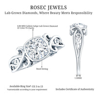 1 Carat Lab Grown Diamond Cushion Engagement Ring