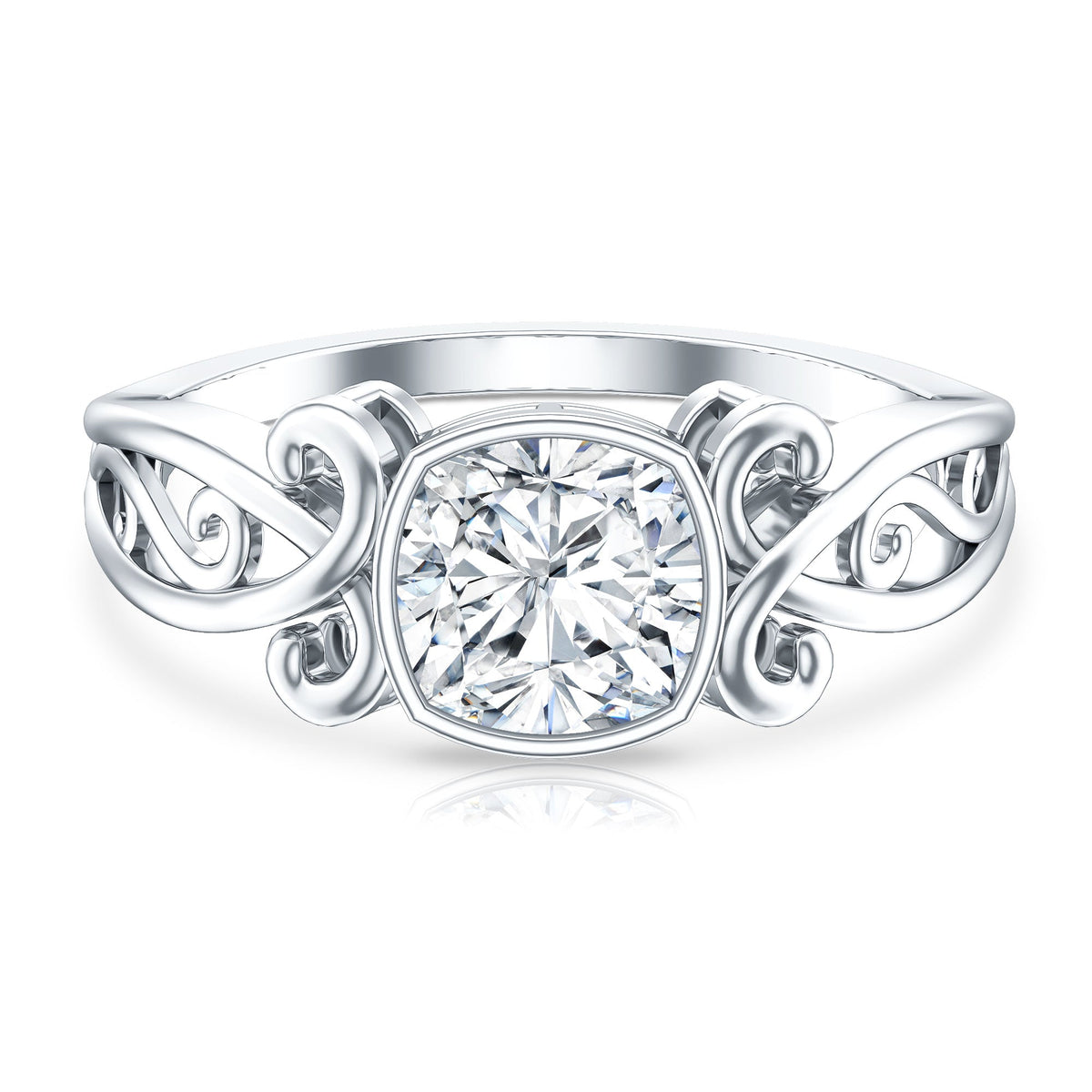 1 Carat Lab Grown Diamond Cushion Engagement Ring