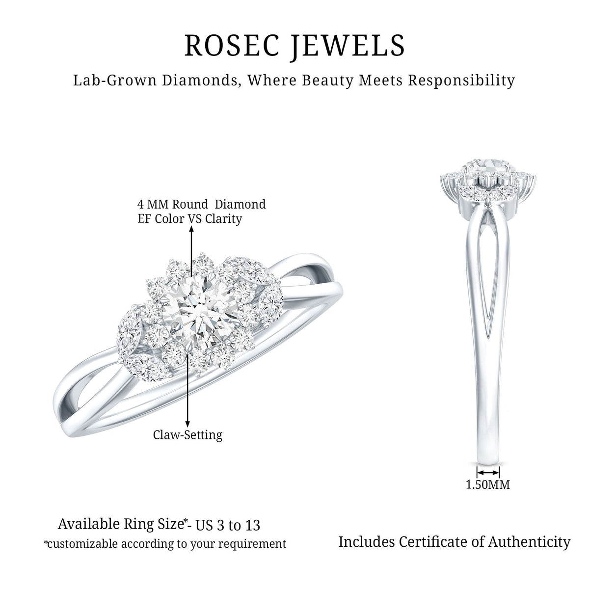 Halo Style Lab Grown Diamond Nature Engagement Ring