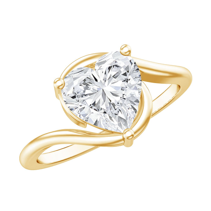 Lab grown diamond heart-shaped engagement ring for women, featuring a 2-carat center stone in a Rosec Jewels ring setting.