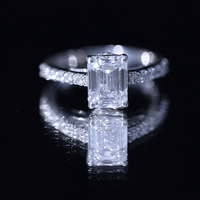 Diamond Emerald Cut Engagement Ring With Hidden Halo
