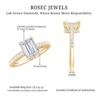 Diamond Emerald Cut Engagement Ring With Hidden Halo