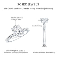 Certified 7X9 MM Lab Grown Diamond Oval Engagement Ring