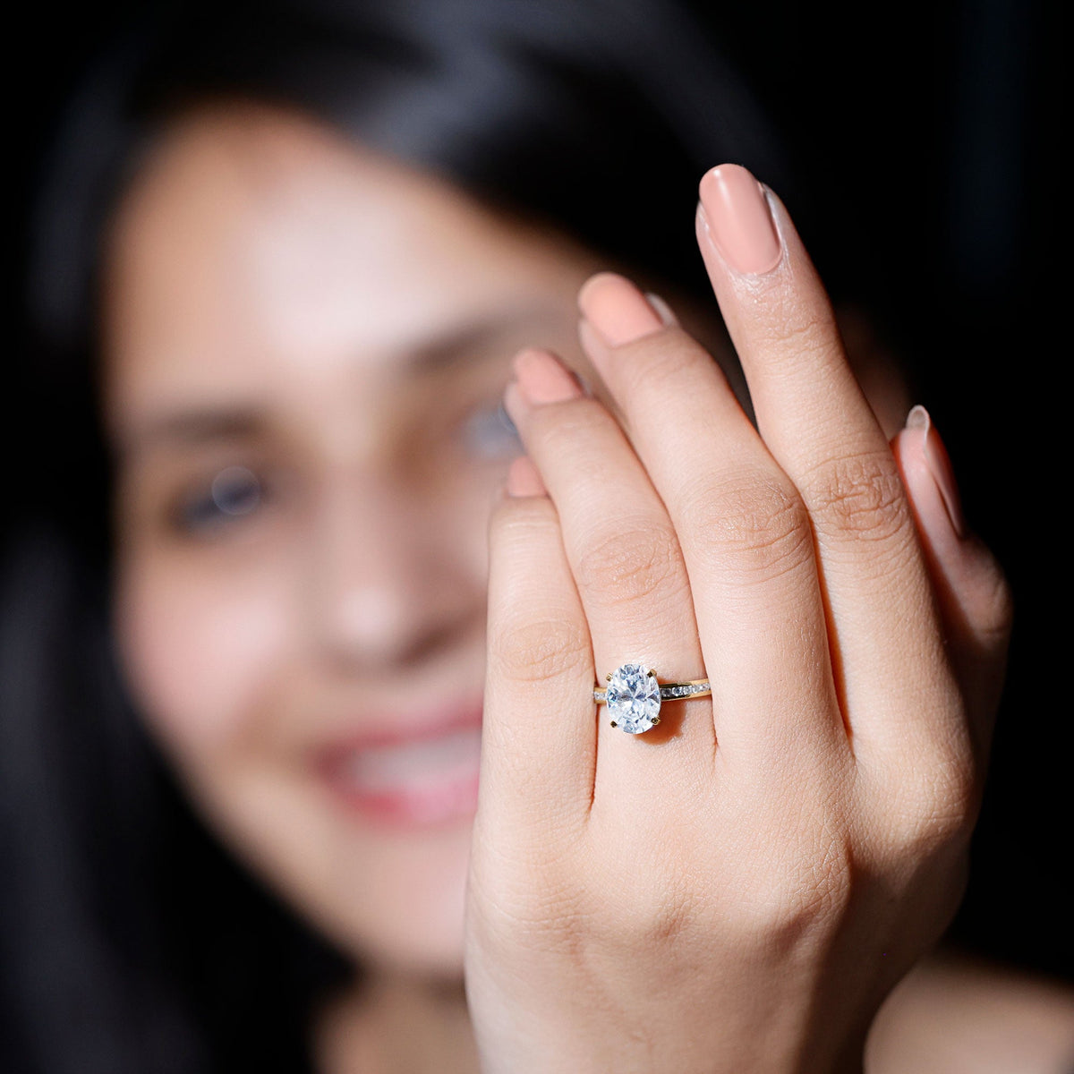 Certified 7X9 MM Lab Grown Diamond Oval Engagement Ring