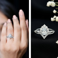 Pear Cut 5X7MM Lab Grown Diamond Designer Engagement Ring
