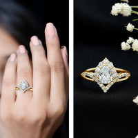 Pear Cut 5X7MM Lab Grown Diamond Designer Engagement Ring