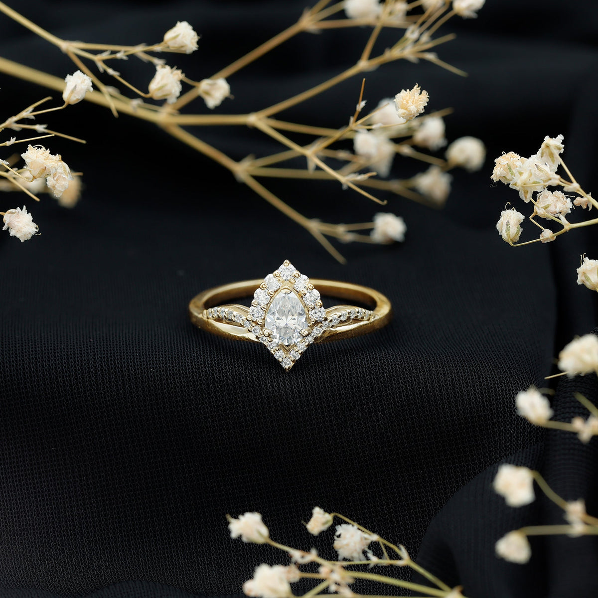 Pear Cut 5X7MM Lab Grown Diamond Designer Engagement Ring