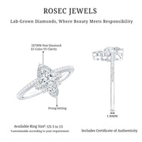 Lab Grown Diamond Unique Engagement Ring with Side Stones