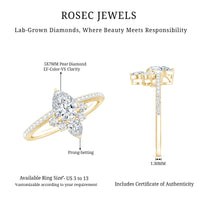 Lab Grown Diamond Unique Engagement Ring with Side Stones