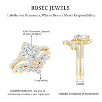 1.25 Carat Princess Cut Lab Grown Diamond Designer Bridal Ring Set