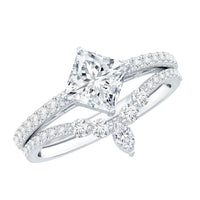 Lab Created Diamond Princess Cut Engagement Ring With Enhancer