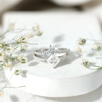 Lab Created Diamond Princess Cut Engagement Ring With Enhancer