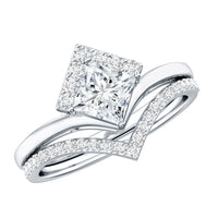 Lab Grown Diamond Princess Cut Engagement Ring With Ring Guard