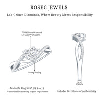 Lab Created Diamond Heart Crossover Engagement Ring