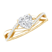 Lab Created Diamond Heart Crossover Engagement Ring