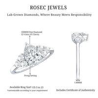 Lab Grown Diamond Teardrop Engagement Ring With Round Shape Trio