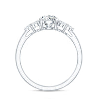 Lab Grown Diamond Teardrop Engagement Ring With Round Shape Trio