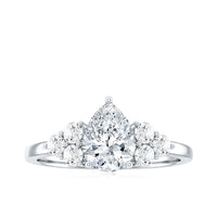 Lab Grown Diamond Teardrop Engagement Ring With Round Shape Trio