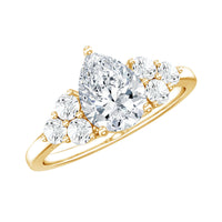 Lab Grown Diamond Teardrop Engagement Ring With Round Shape Trio