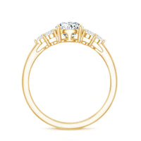 Lab Grown Diamond Teardrop Engagement Ring With Round Shape Trio
