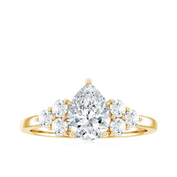 Lab Grown Diamond Teardrop Engagement Ring With Round Shape Trio
