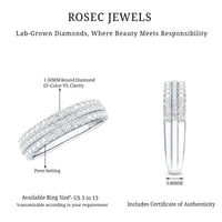 Certified Lab Grown Diamond 3 Row Wedding Band