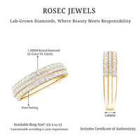 Certified Lab Grown Diamond 3 Row Wedding Band
